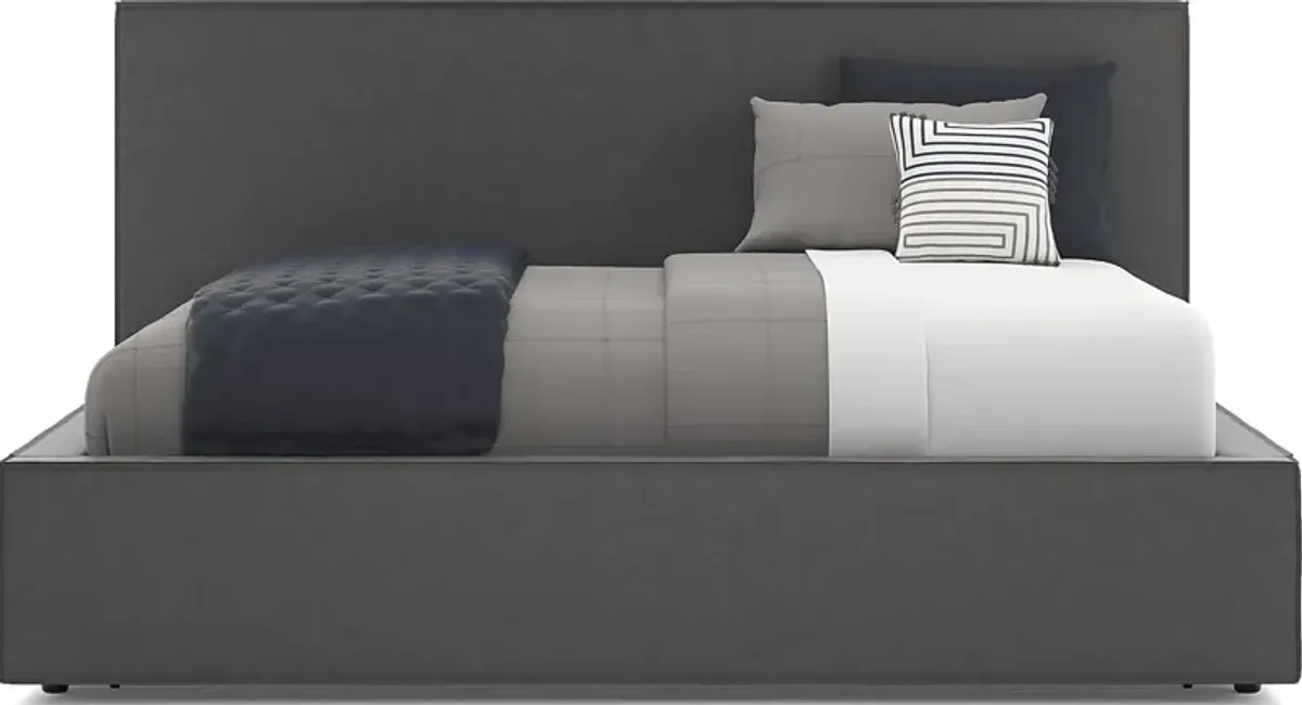 Kids Whitman Gray Full Upholstered Lounge Bed with Twin Trundle