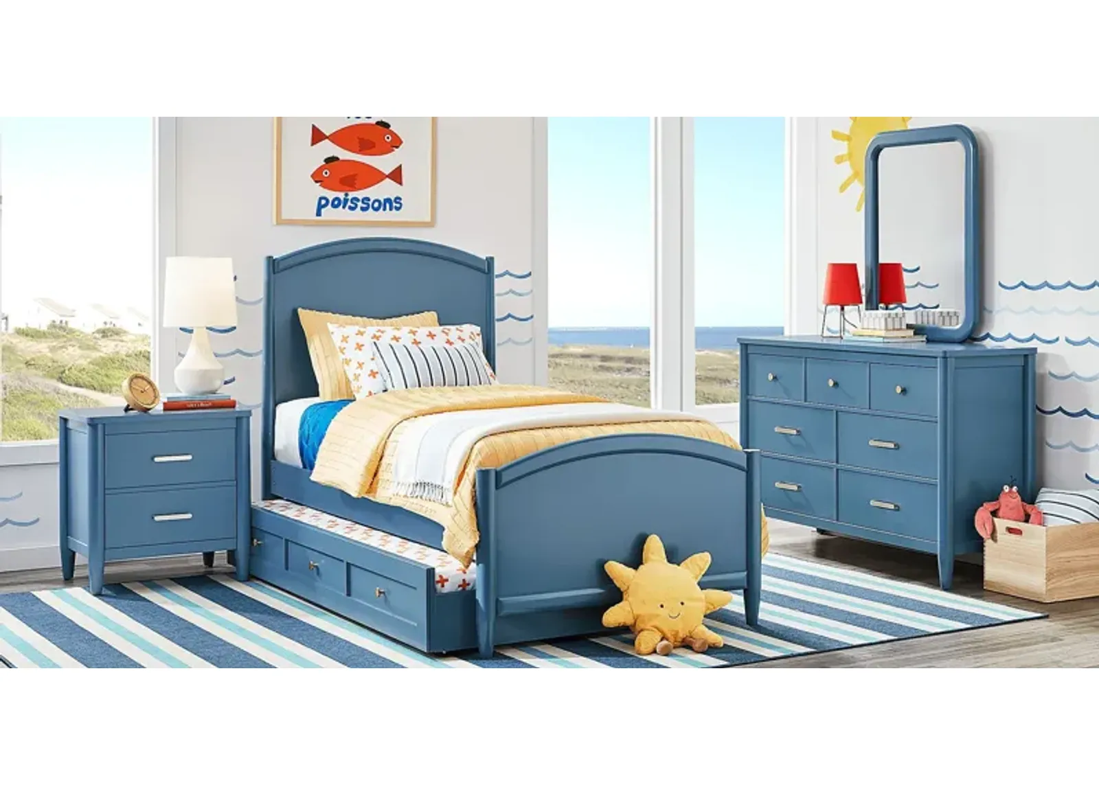 Kids Modern Colors Slate Blue 5 Pc Twin Panel Bedroom