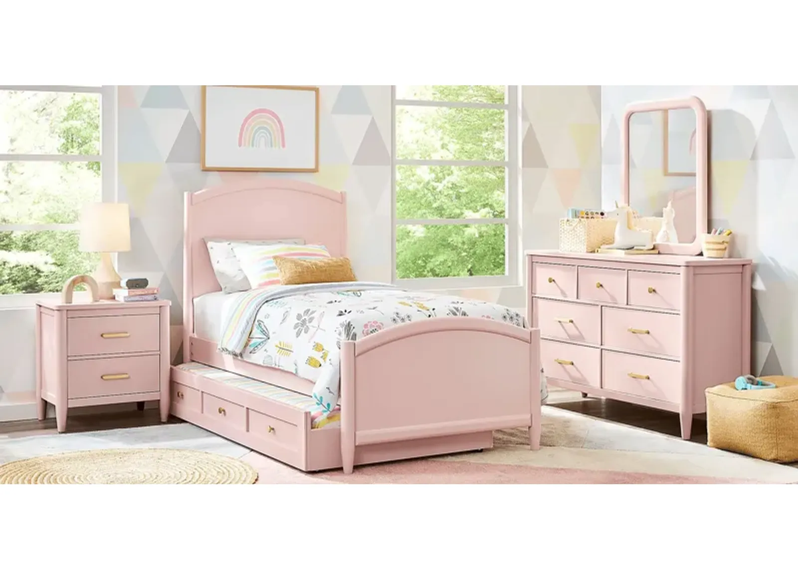 Kids Modern Colors Pink 5 Pc Twin Panel Bedroom