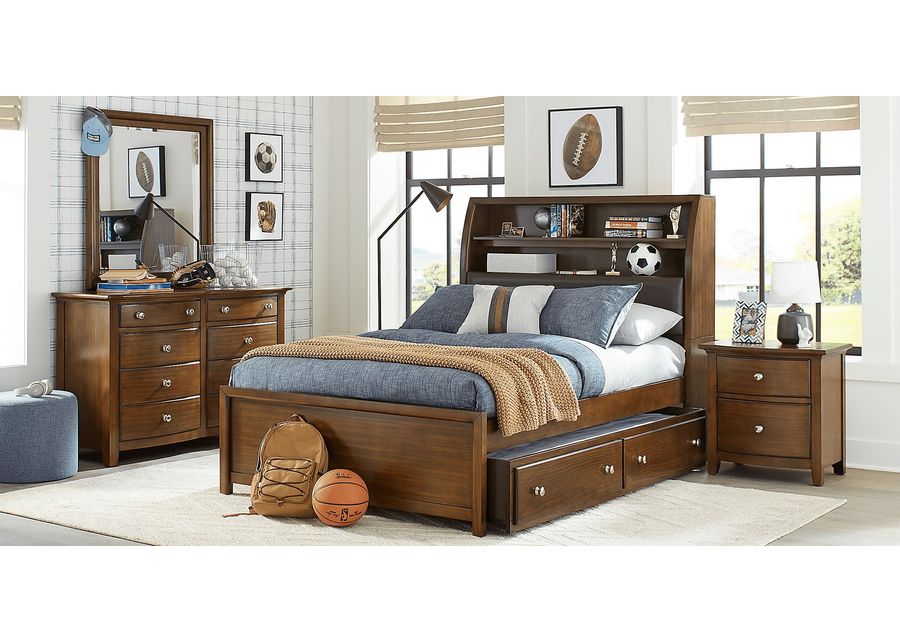 Kids Santa Cruz Brown Cherry 5 Pc Twin Bookcase Bedroom