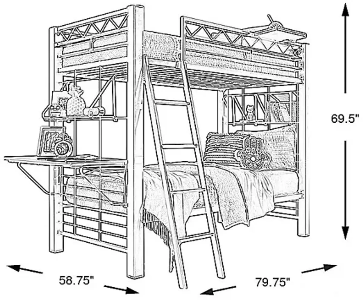 Build-a-Bunk Gray Twin/Twin Bunk Bed With Gray Accessories