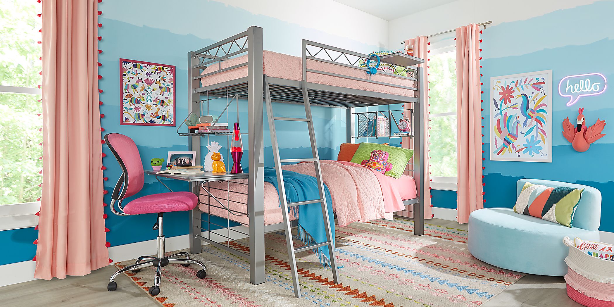 Build-a-Bunk Gray Twin/Twin Bunk Bed With Gray Accessories