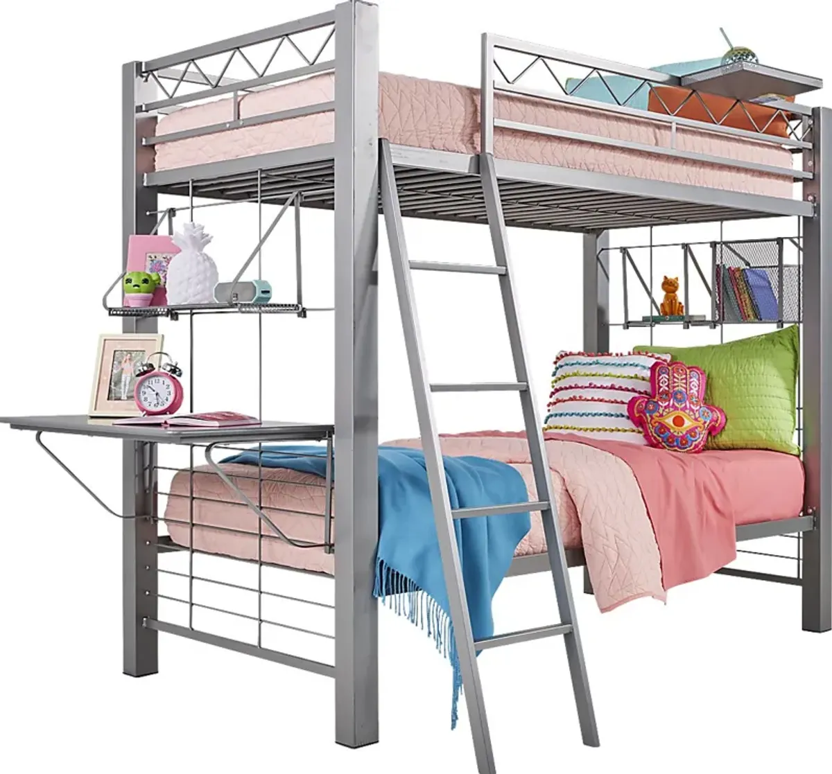 Build-a-Bunk Gray Twin/Twin Bunk Bed With Gray Accessories