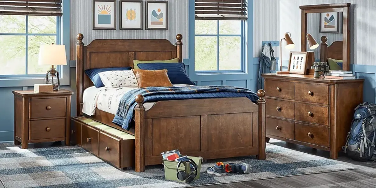 Kids South Bend Brown Cherry 3 Pc Full Poster Bed