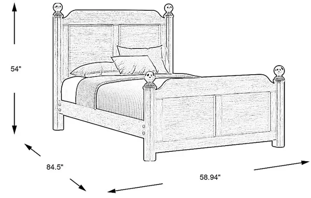 Kids South Bend Brown Cherry 3 Pc Full Poster Bed