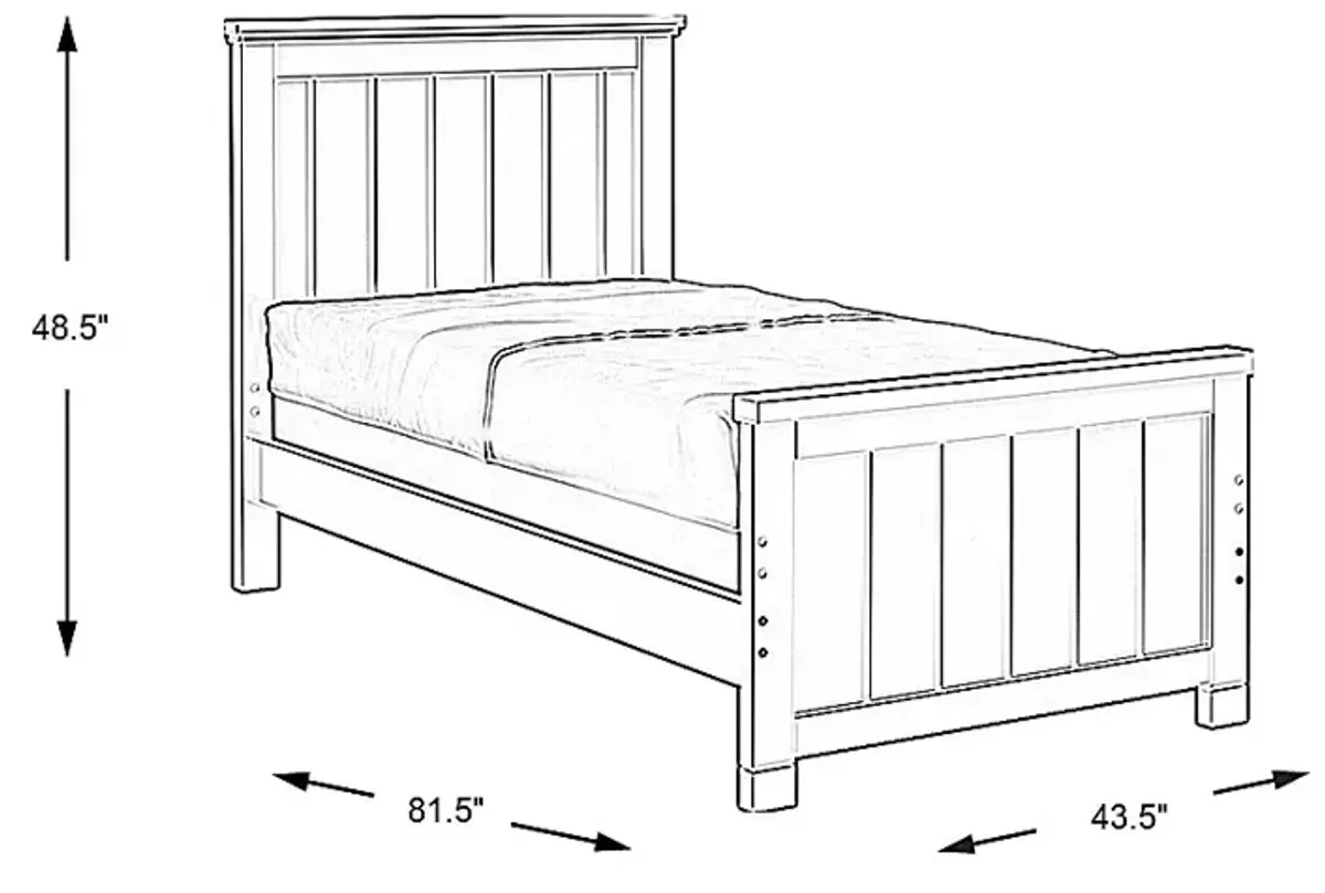 Kids Cottage Colors White 3 Pc Twin Panel Bed