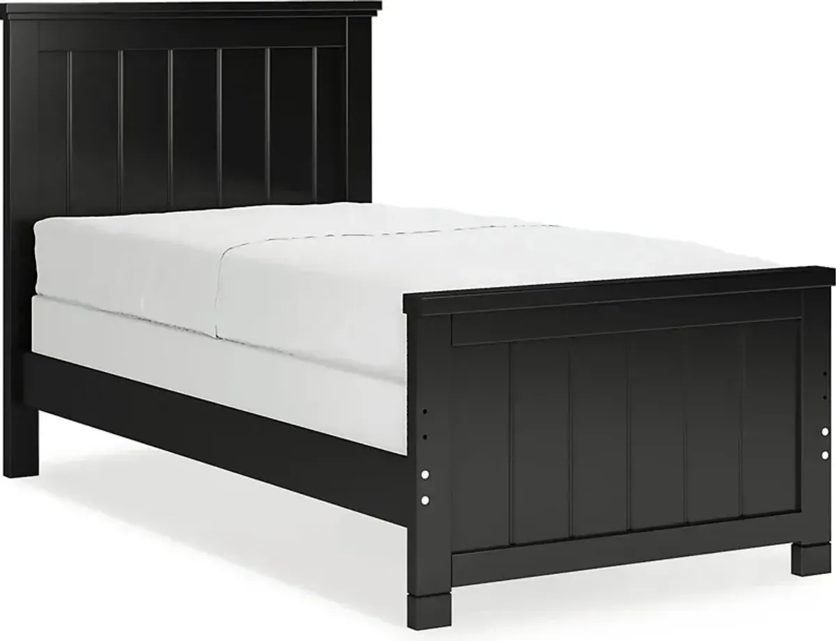 Kids Cottage Colors Black 3 Pc Twin Panel Bed