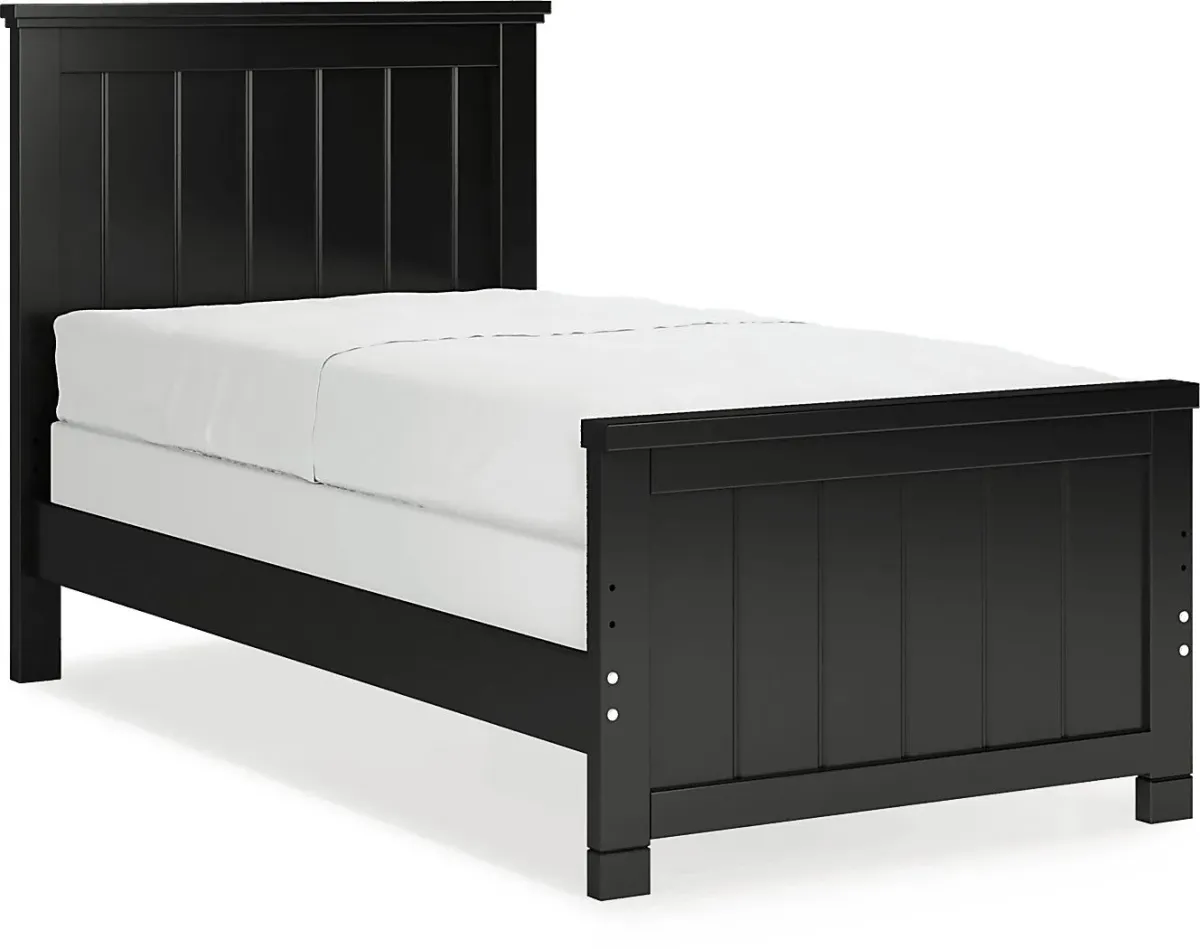 Kids Cottage Colors Black Twin Panel Bed