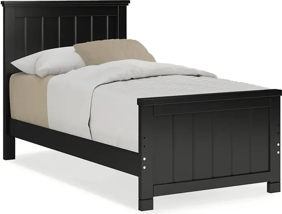 Kids Cottage Colors Black 3 Pc Twin Panel Bed