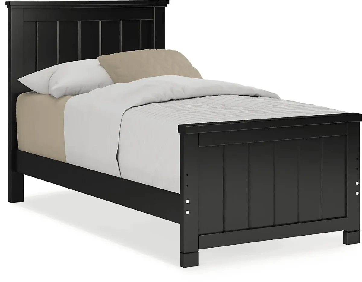 Kids Cottage Colors Black Twin Panel Bed
