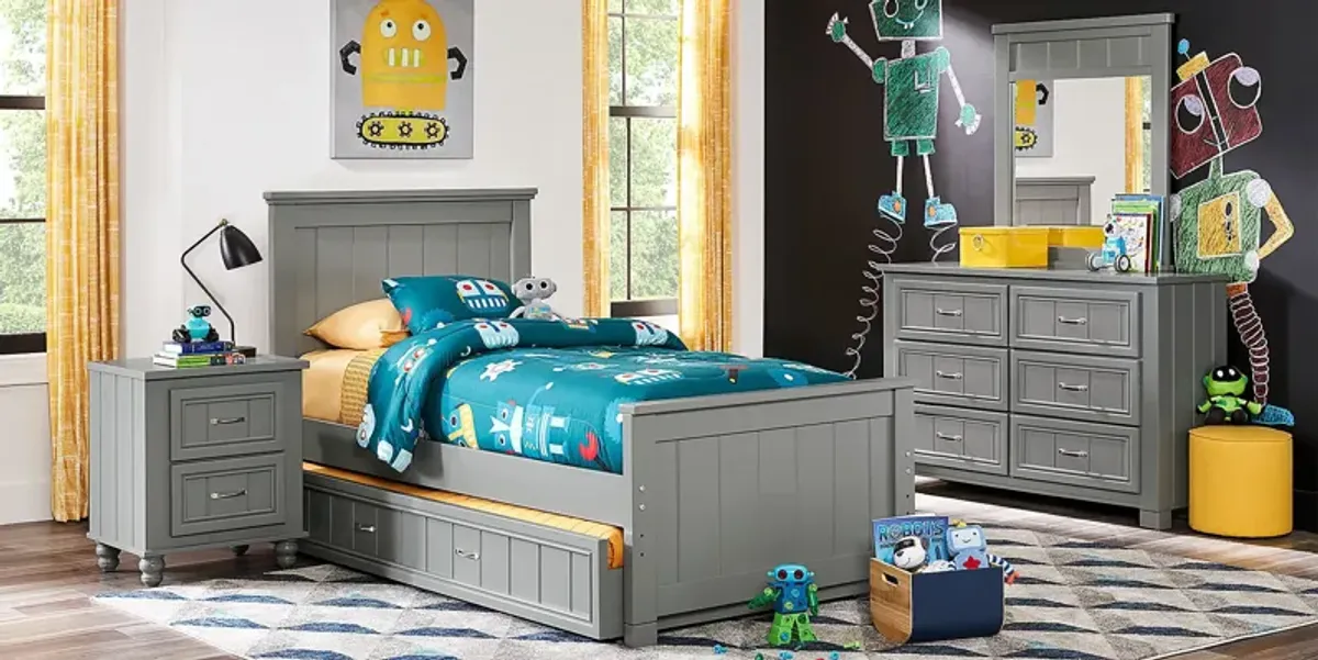 Kids Cottage Colors Gray 3 Pc Twin Panel Bed