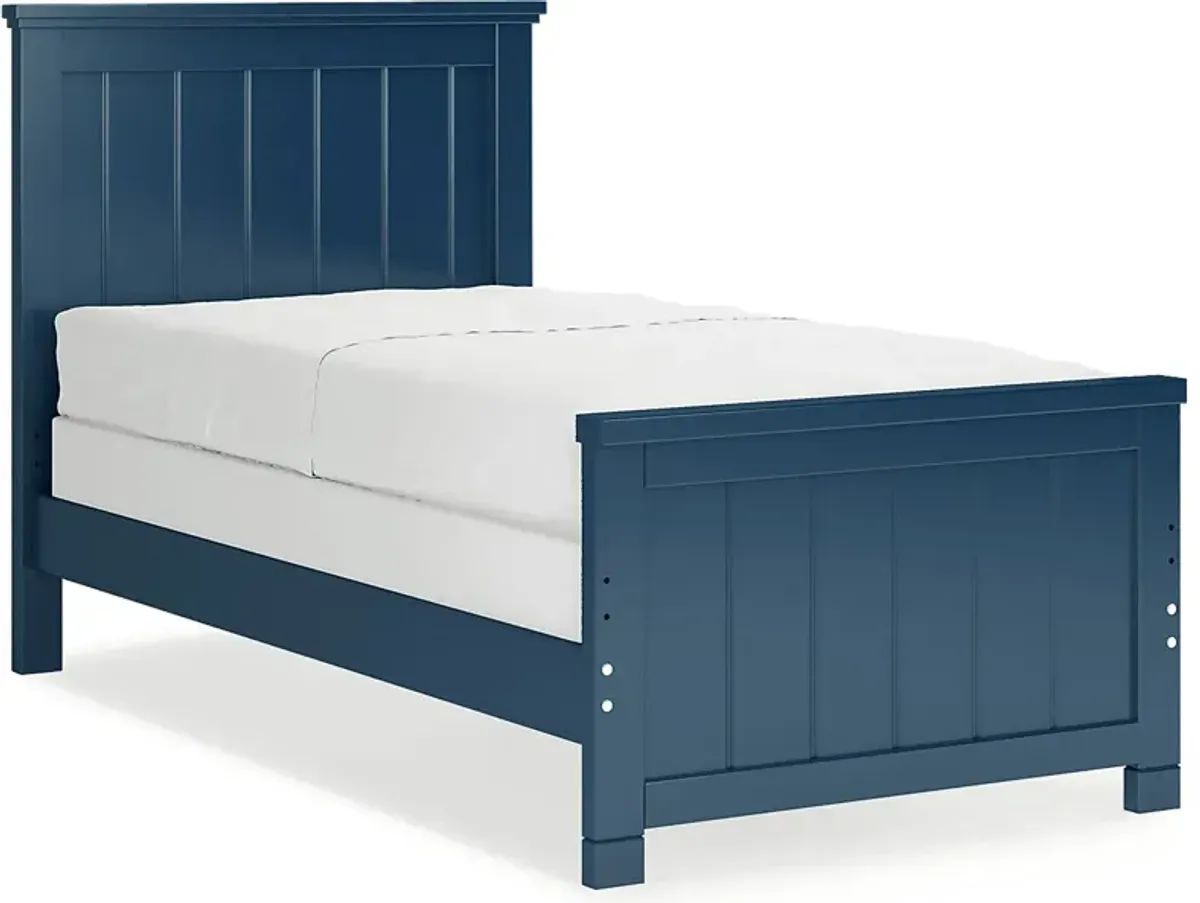 Kids Cottage Colors Navy 3 Pc Twin Panel Bed