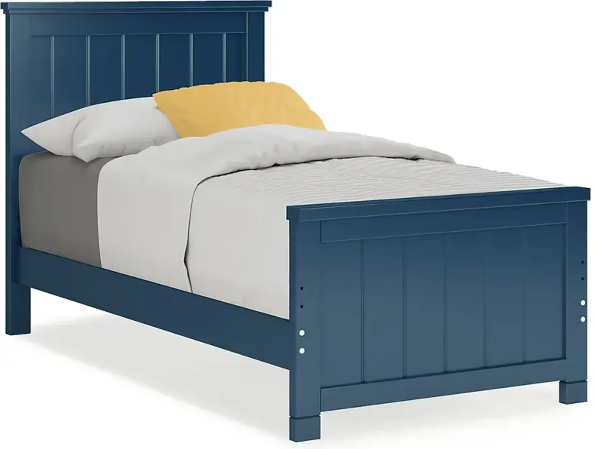 Kids Cottage Colors Navy 3 Pc Twin Panel Bed