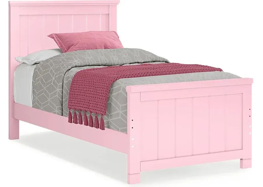 Kids Cottage Colors Pink 3 Pc Twin Panel Bed