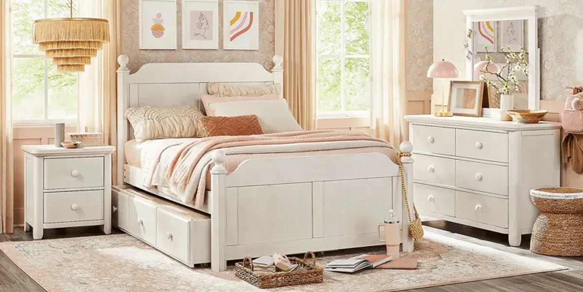 Kids South Bend Washed White 3 Pc Full Poster Bed