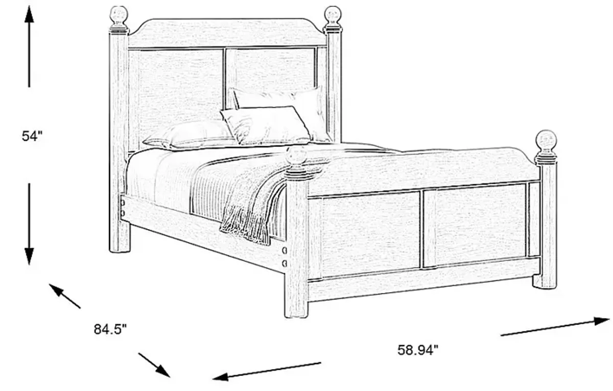 Kids South Bend Washed White 3 Pc Full Poster Bed