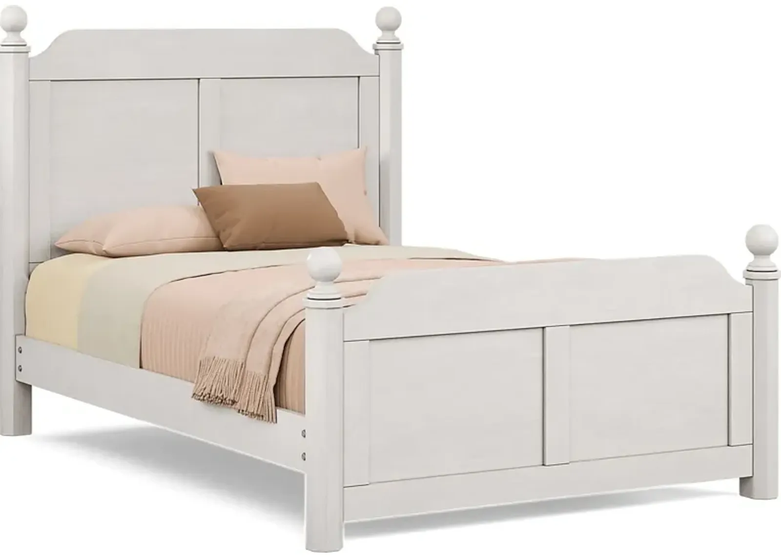 Kids South Bend Washed White 3 Pc Full Poster Bed