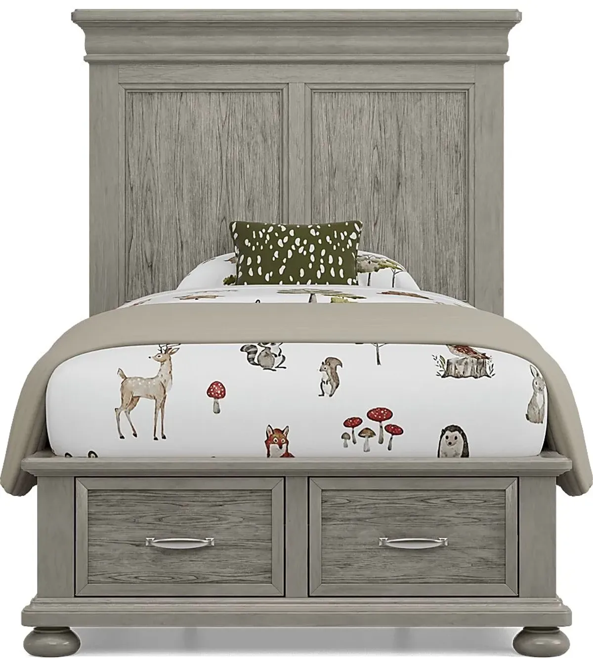 Kids Woodland Adventures Classic Gray Twin Storage Bedroom