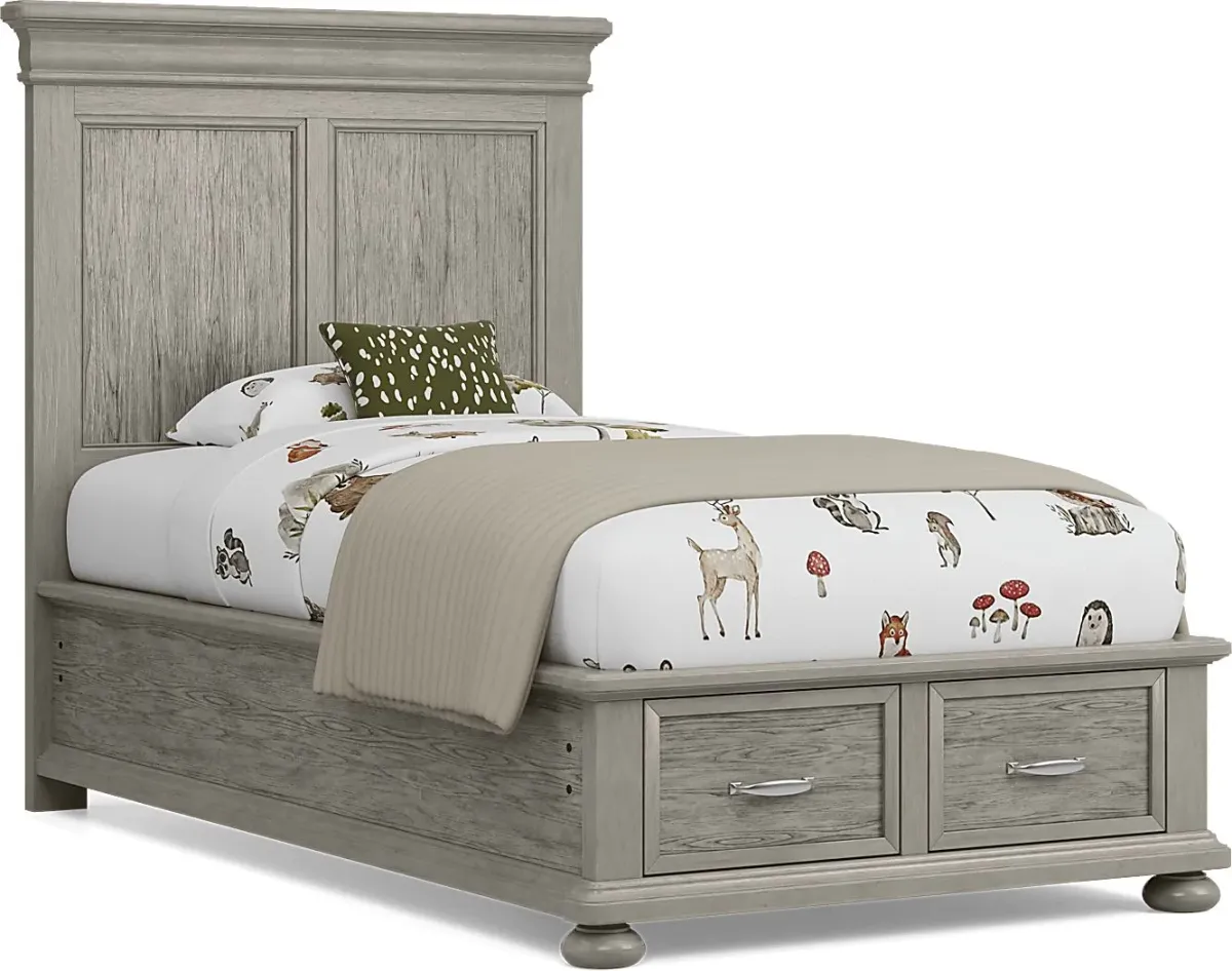 Kids Woodland Adventures Classic Gray Twin Storage Bedroom