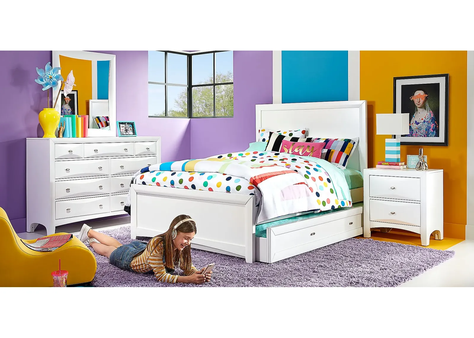 Kids Ivy League 2.0 White 5 Pc Full Panel Bedroom