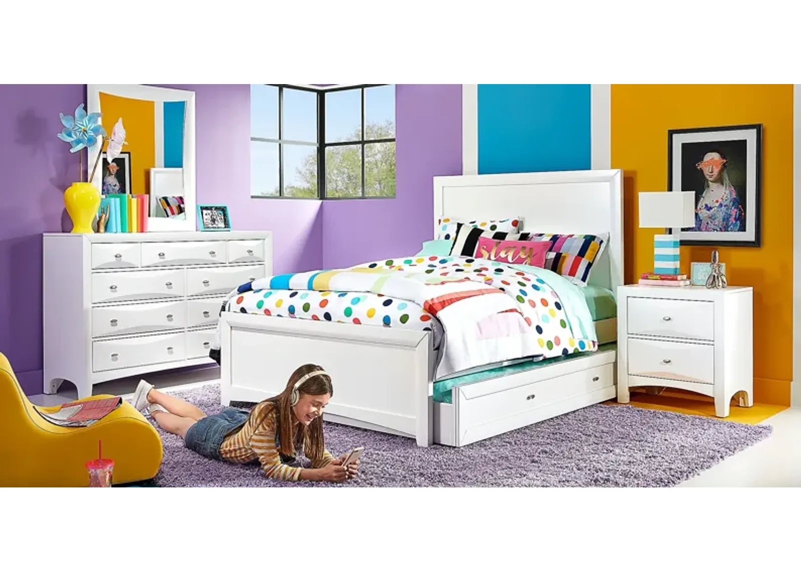 Kids Ivy League 2.0 White 5 Pc Full Panel Bedroom