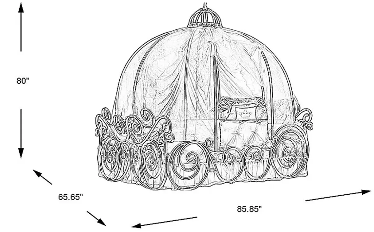 Disney Princess Fairytale Royal Gold 4 Pc Full Carriage Canopy Bed