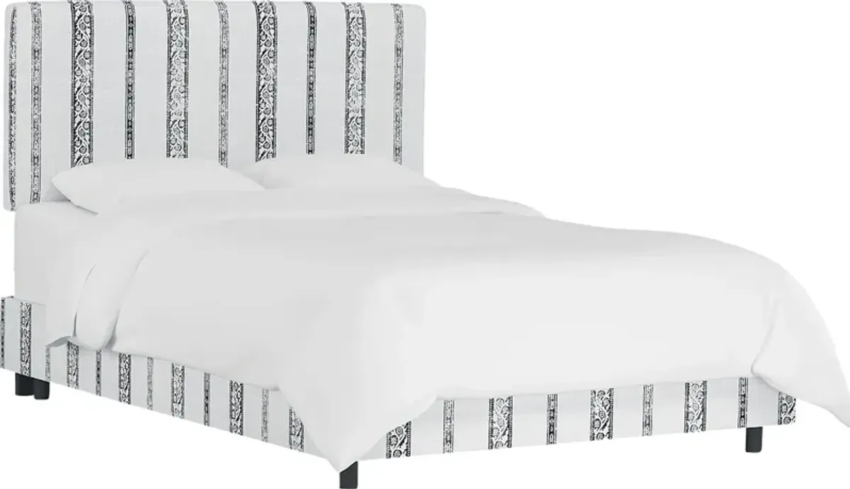 Kids Classical Notes White-Gray Twin Upholstered Bed