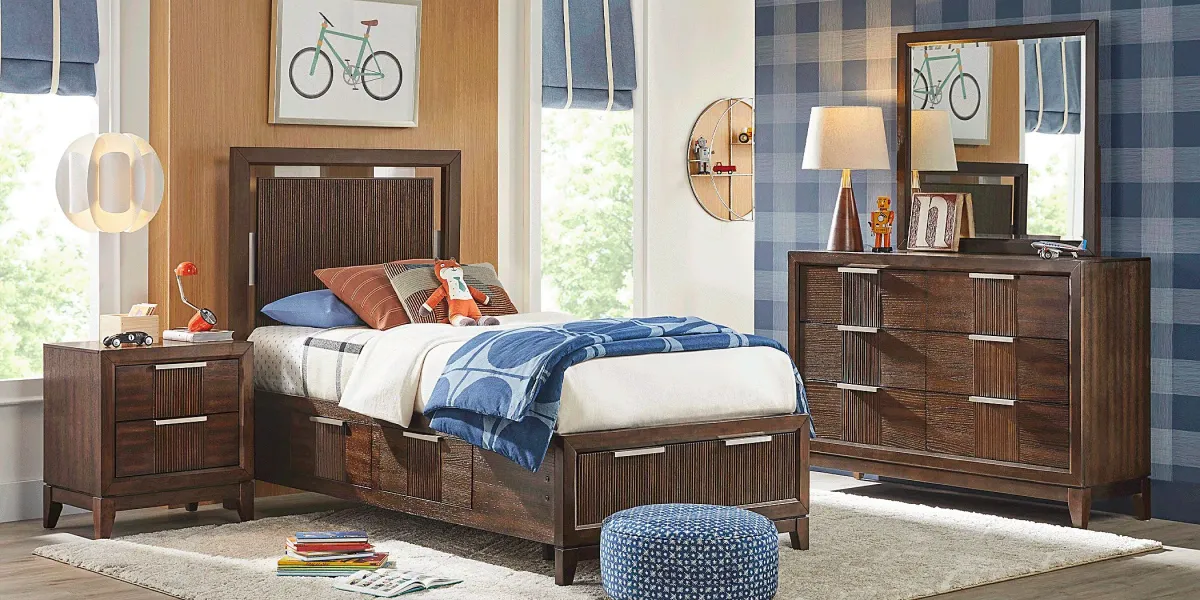 Kids Bellante Jr. 5 Pc Walnut Twin Storage Bedroom