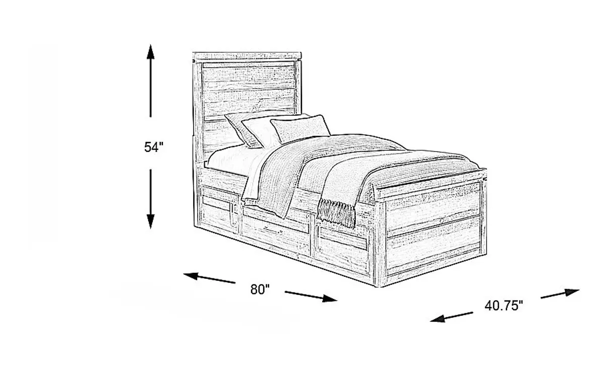 Kids Westover Hills Jr. Brown Twin Panel Bed with Storage Side Rail