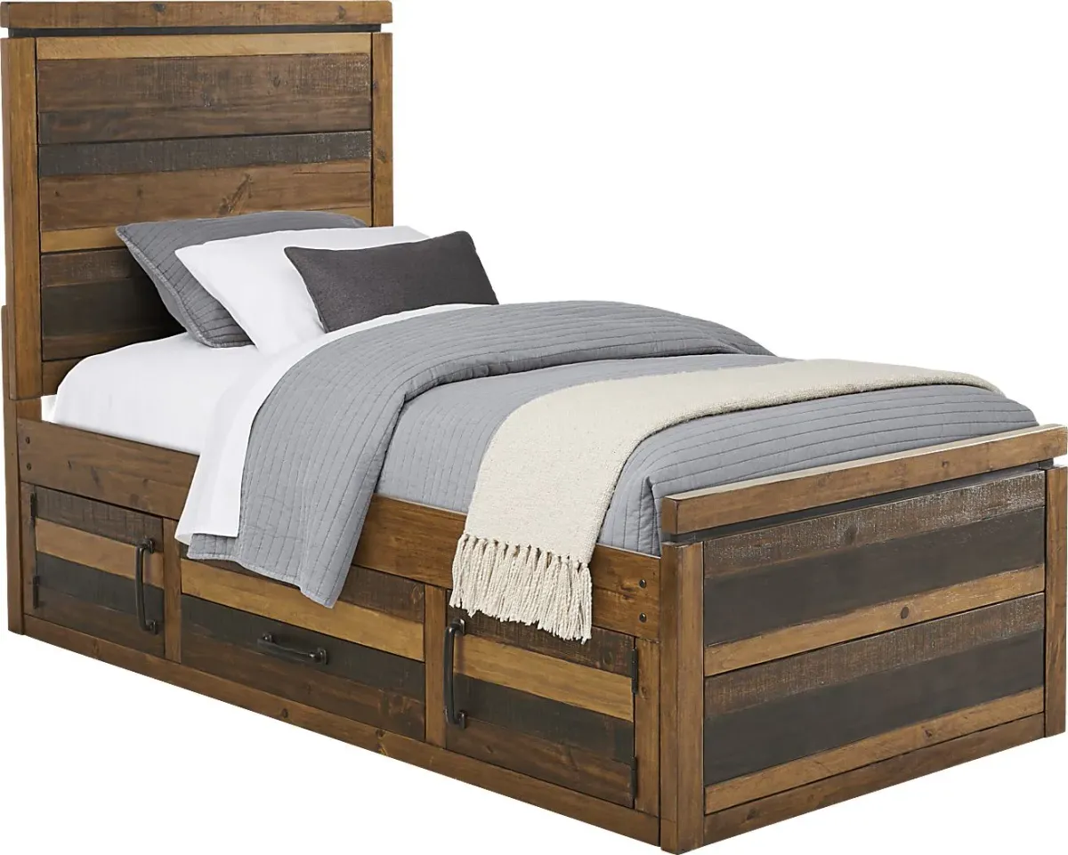 Kids Westover Hills Jr. Brown Twin Panel Bed with Storage Side Rail