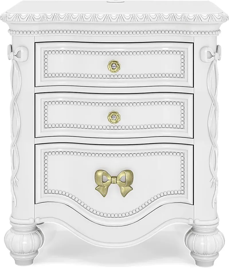 Disney Princess Sparkle White 3 Drawer Nightstand