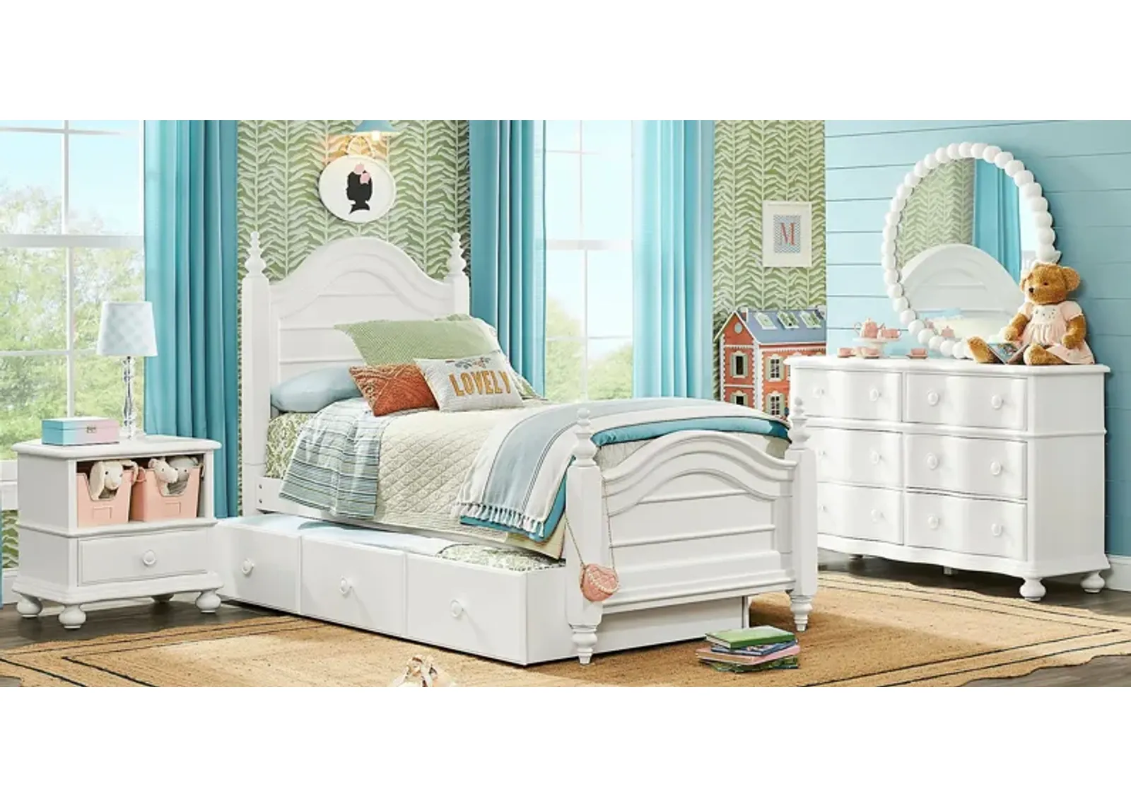 Kids San Simeon White 5 Pc Twin Poster Bedroom