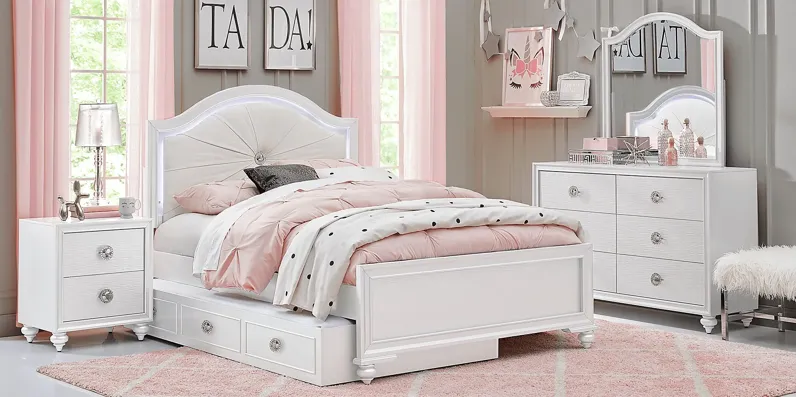 Kids Evangeline White 5 Pc Twin Lighted Upholstered Bedroom