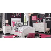 Kids Juno White 5 Pc Twin Upholstered Bedroom with LED Lights