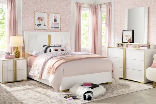 Kids Valentina White Full Sleigh Bedroom