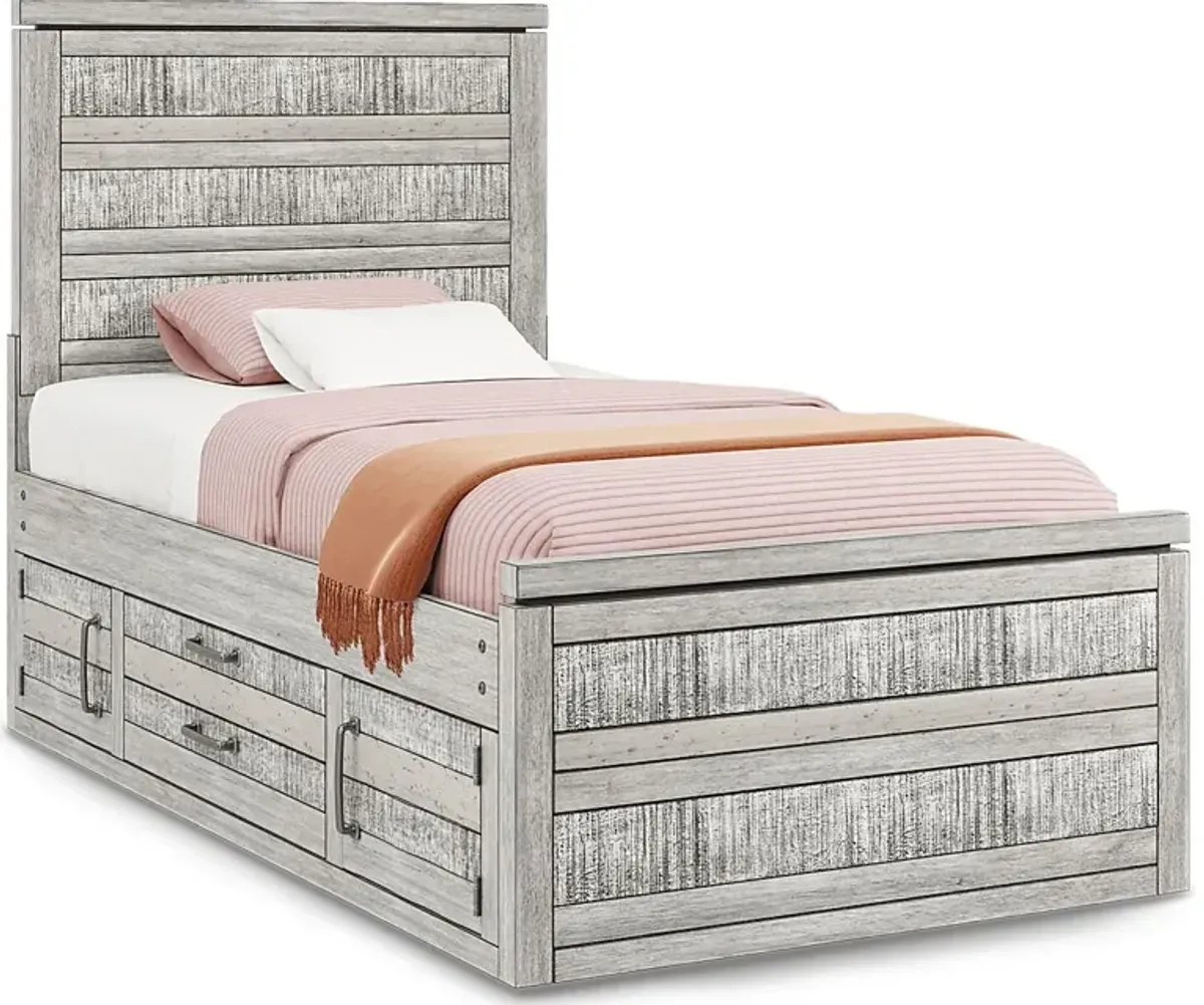 Kids Westover Hills Jr. Gray 3 Pc Twin Panel Bed with Storage Side Rail