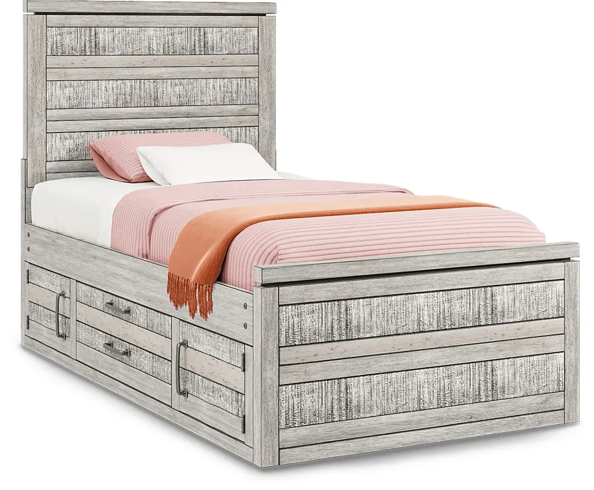 Kids Westover Hills Jr. Gray Twin Panel Bed with Storage Side Rail