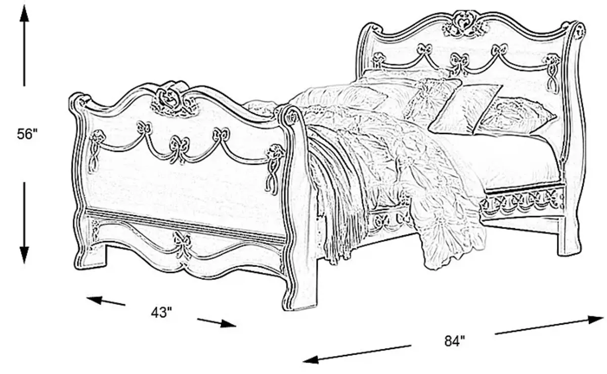 Disney Princess Fairytale Platinum 3 Pc Twin Sleigh Bed