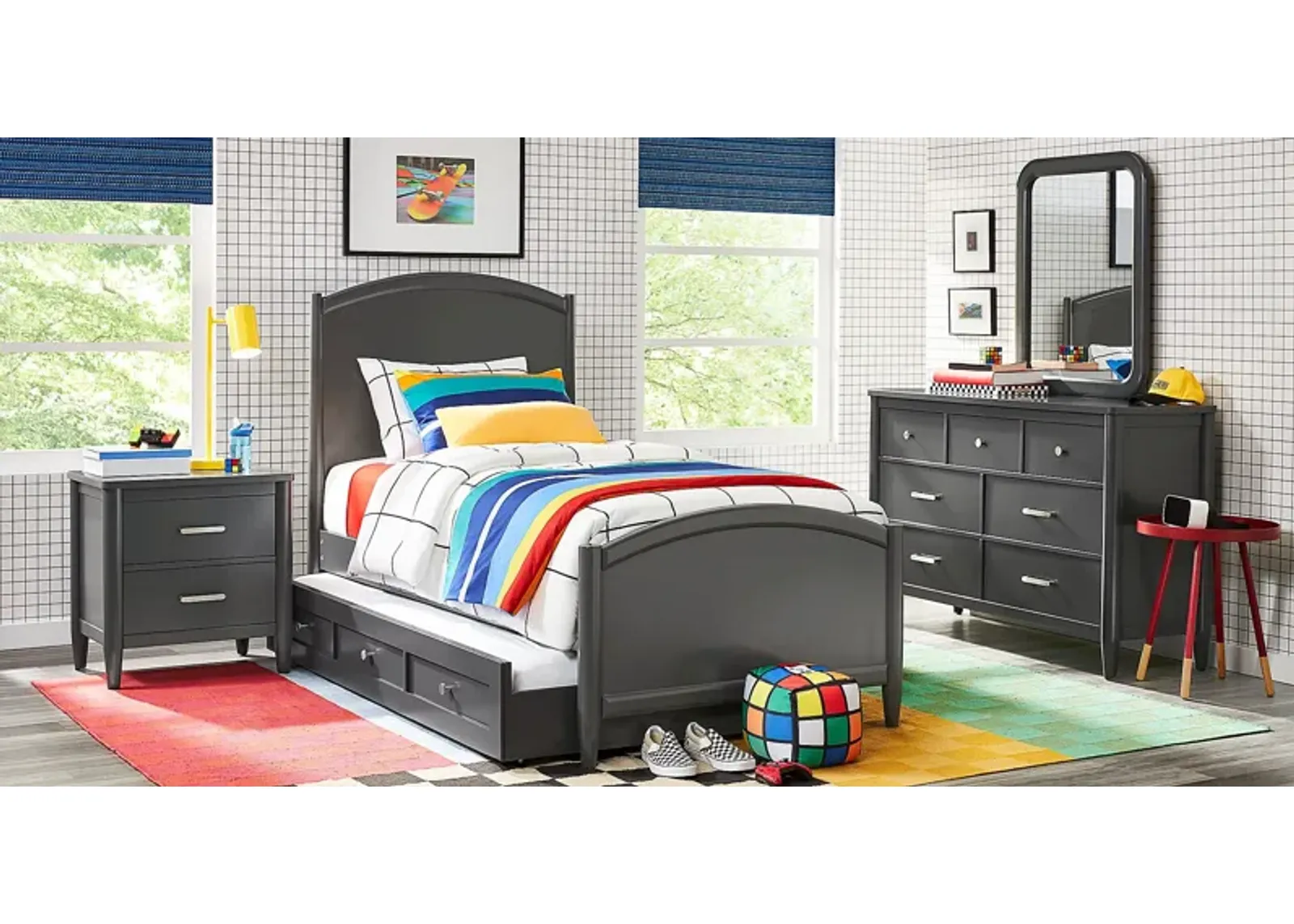 Kids Modern Colors Iron Ore 5 Pc Twin XL Panel Bedroom