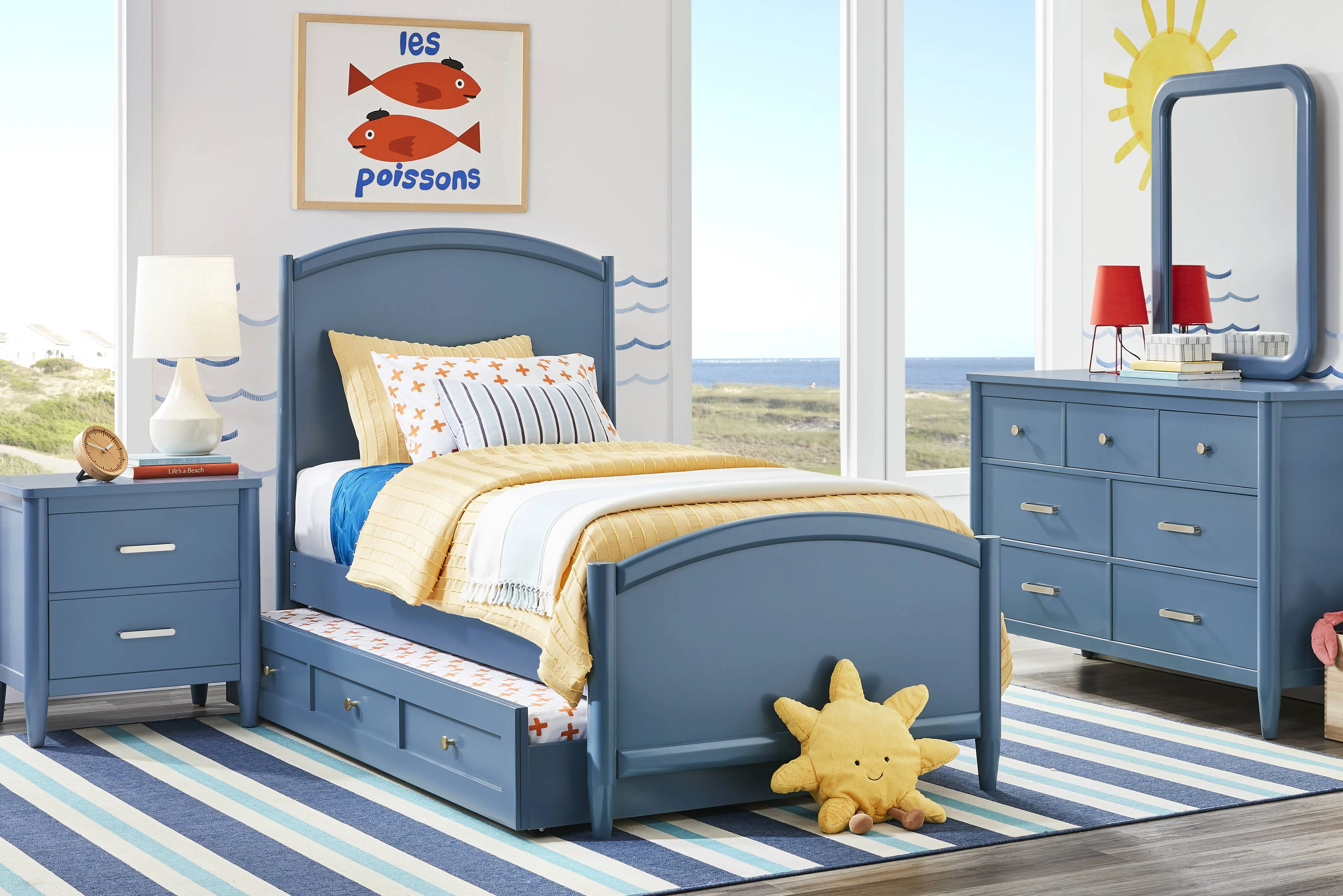 Kids Modern Colors Slate Blue Twin XL Panel Bedroom
