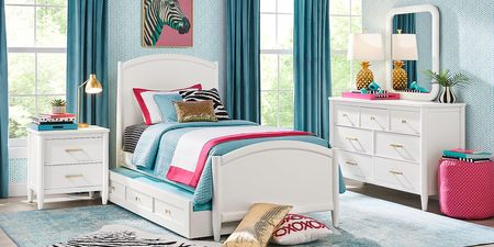 Kids Modern Colors White 5 Pc Twin XL Panel Bedroom