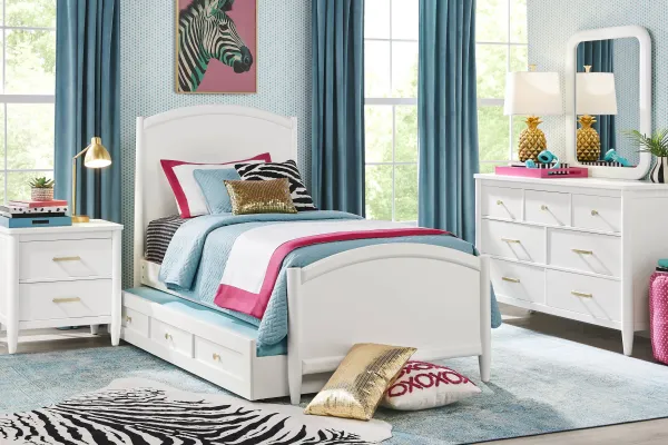 Kids Modern Colors White Twin XL Panel Bedroom