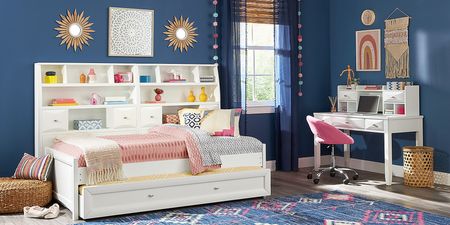 Kids Ivy League 2.0 White 5 Pc Twin Bookcase Wall Bed