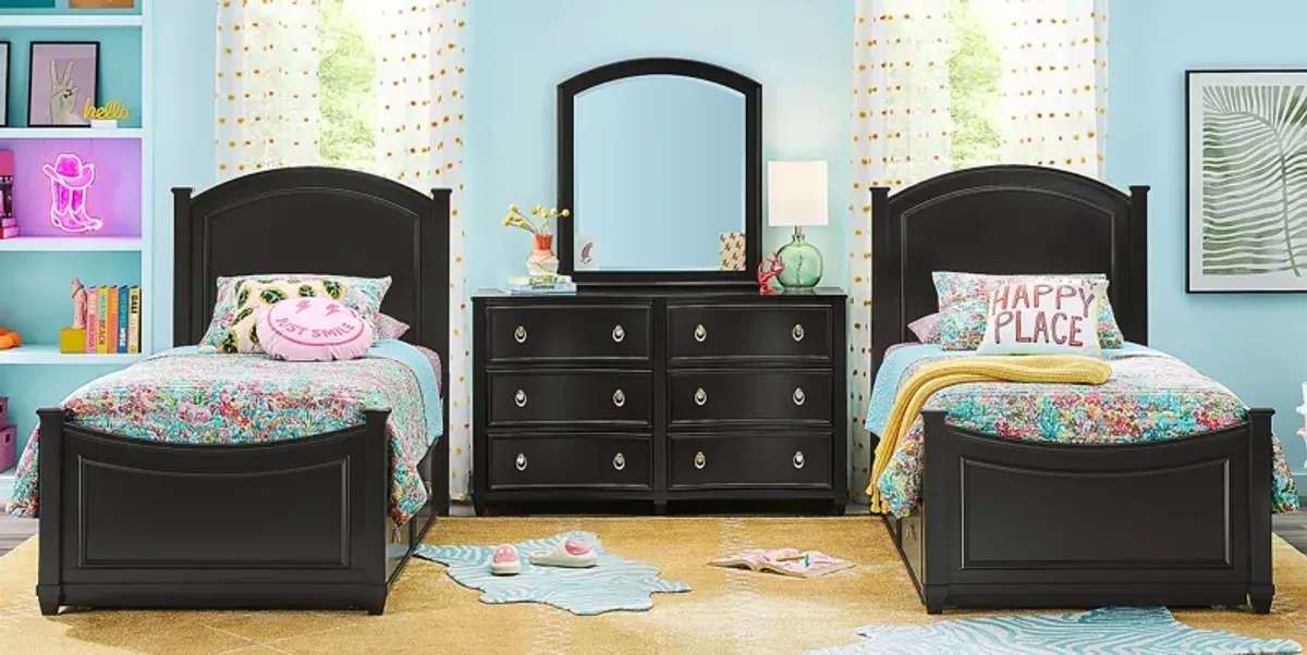 Kids Jaclyn Lane Black 8 Pc Twin Panel Bedroom