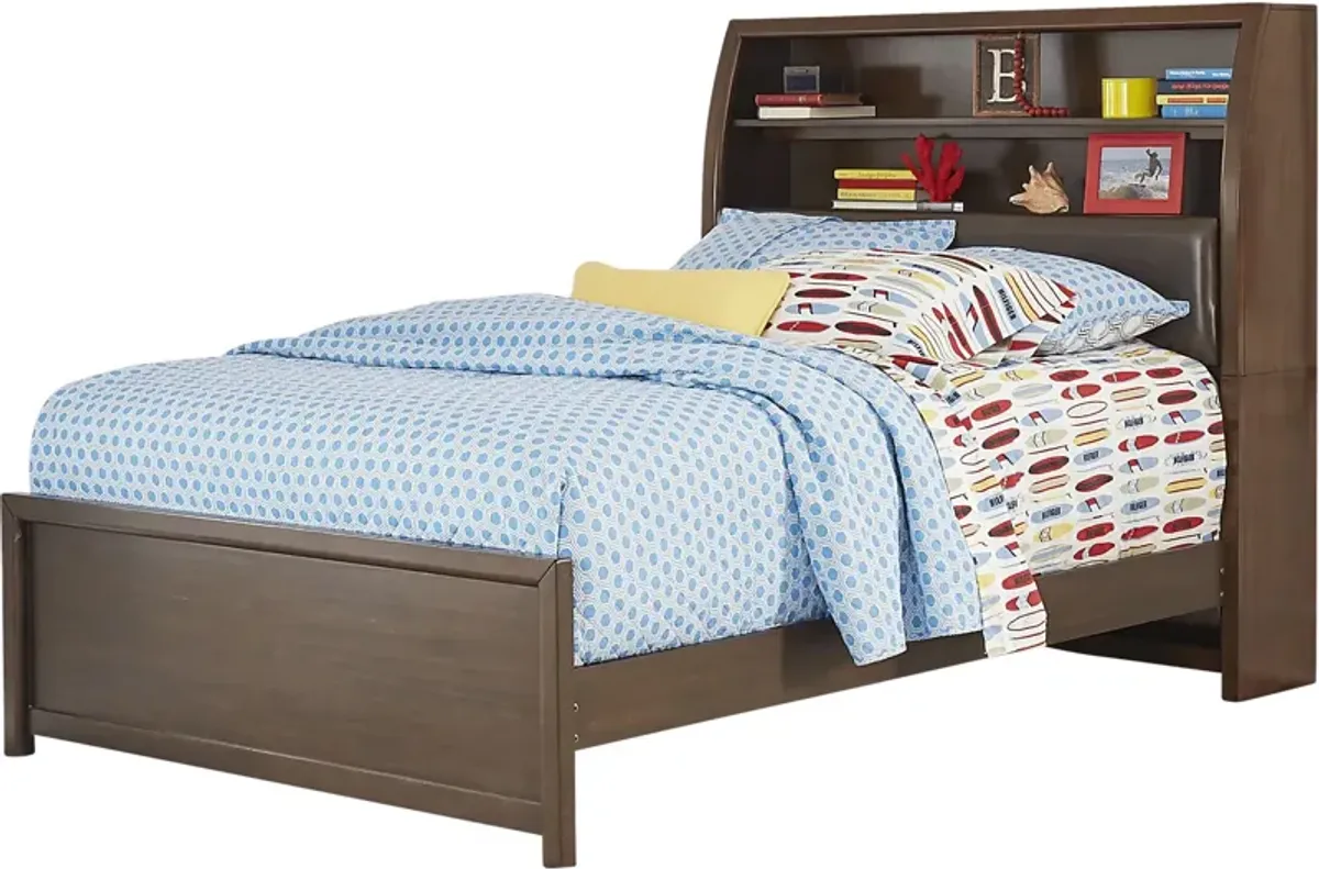 Kids Santa Cruz Brown Cherry 3 Pc Full Bookcase Bed