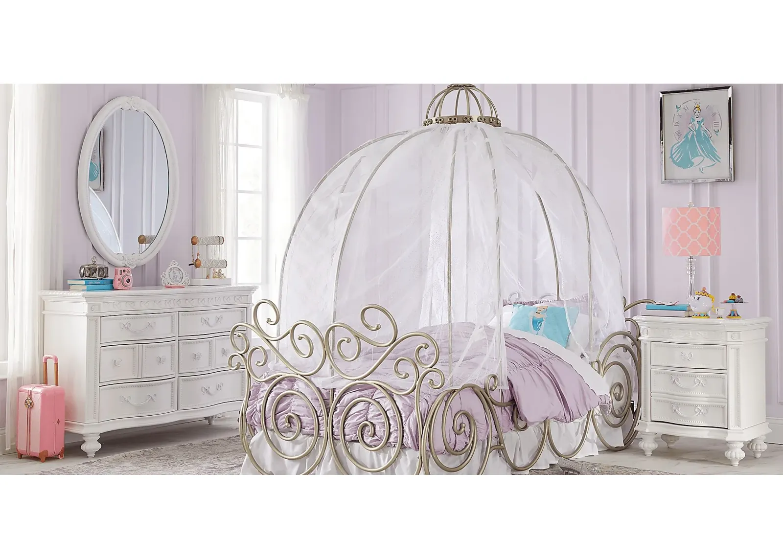 Disney Princess Fairytale White 7 Pc Twin Carriage Bedroom