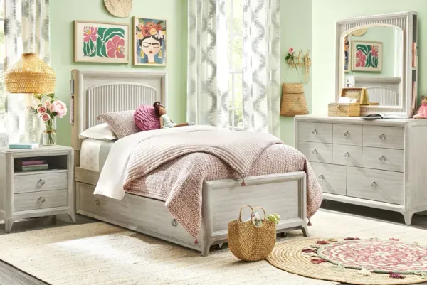 Kids Vivien Wirebrush Gray Twin Cubby Bedroom