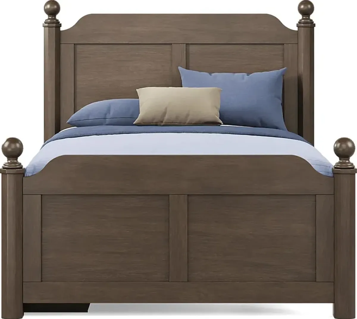 Kids South Bend Brown Cherry 3 Pc Full Poster Bed with Storage Side Rail