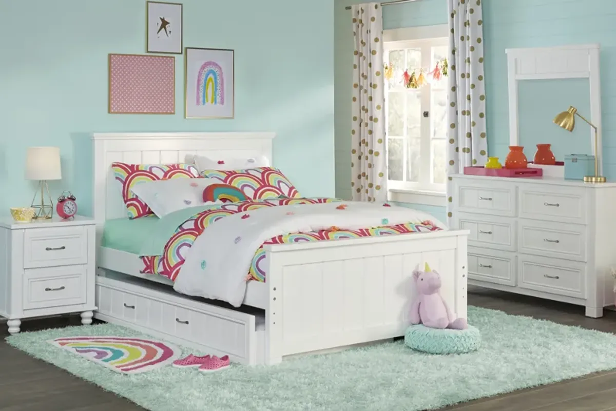 Kids Cottage Colors White Full Panel Bed