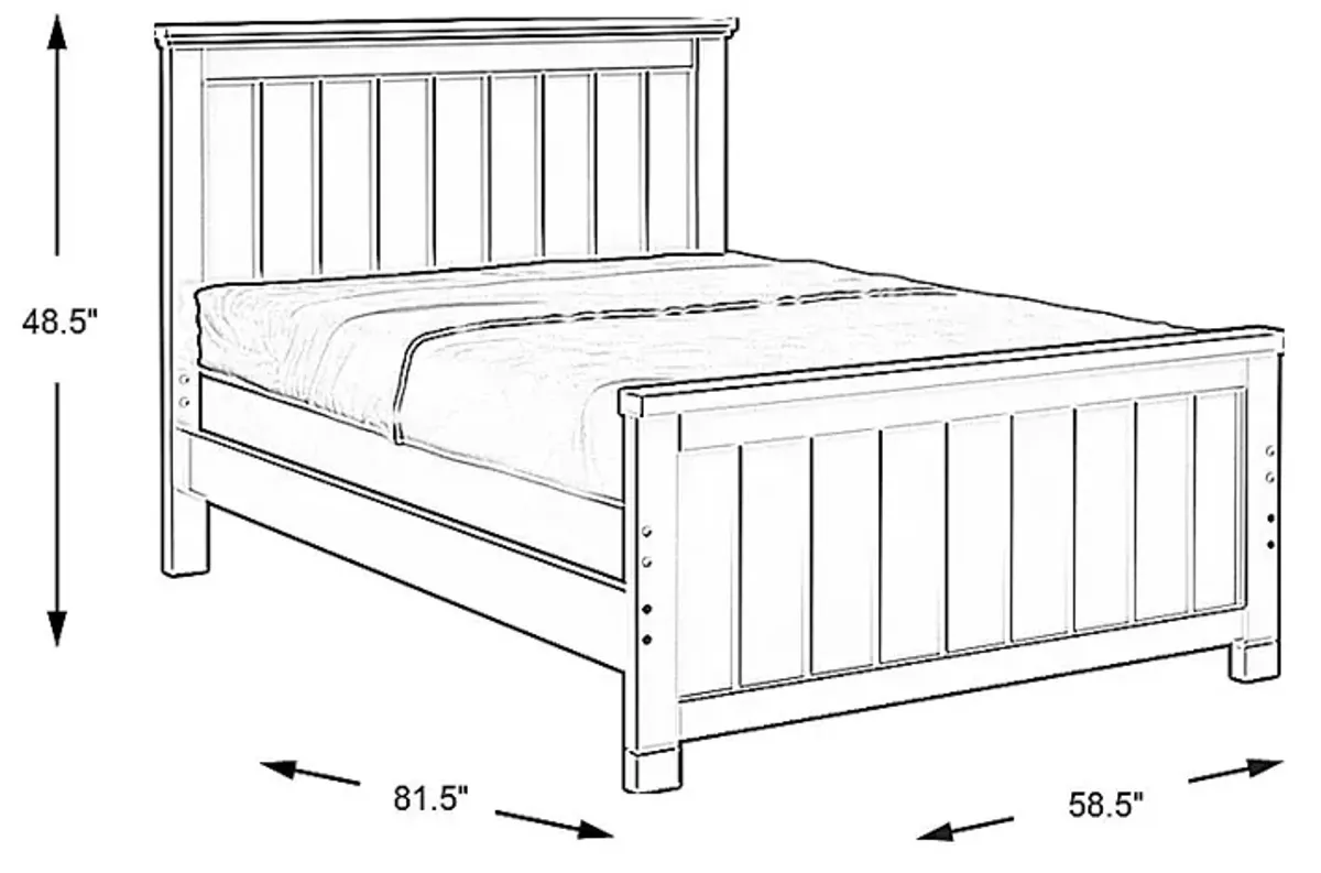 Kids Cottage Colors White 3 Pc Full Panel Bed